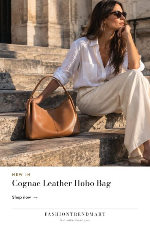 Cognac Leather Hobo Bag